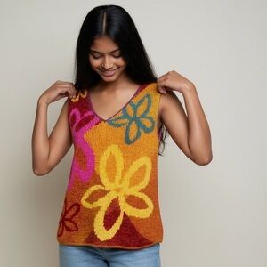 JH collectibles ladies sleeveless vest large NWOT pink tan burgundy blue